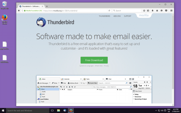 Mozilla Thunderbird home page